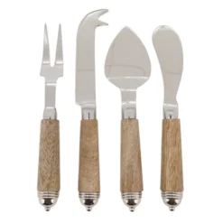Saro Lifestyle Bark Wood Cheese Cutlery, Ecru (Set Of 4) -Saro Lifestyle GUEST e3150c46 4f49 44fd 841c f3ee87073126
