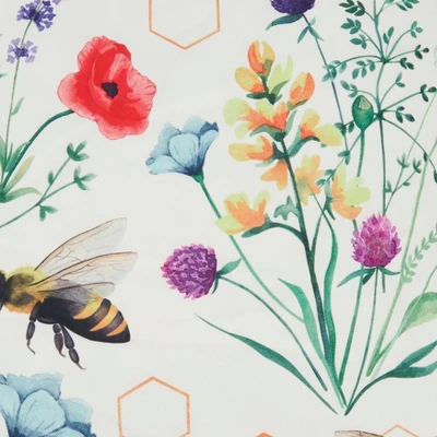 Saro Lifestyle Bright Bumble Bee Floral Outdoor Pillow With Poly Fill, 18"x18", Multicolored 2 Saro Lifestyle Bright Bumble Bee Floral Outdoor Pillow With Poly Fill, 18"x18", Multicolored - Image 2