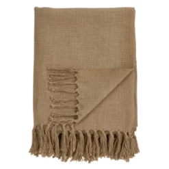 50"x60" Tasseled Throw Blanket Gold - Saro Lifestyle