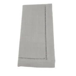 12pk 20"x20" Hemstitched Design Border Dinner Napkins Gray - Saro Lifestyle
