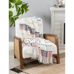 Saro Lifestyle Saro Lifestyle Woven Throw With Chunky Design, Multi, 50"x60" -Saro Lifestyle GUEST e6b8ab63 cb91 4c89 a29b 7a9aeb58c3c1
