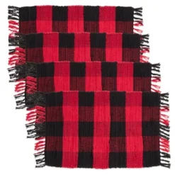Saro Lifestyle Placemat With Buffalo Plaid Design (Set Of 4) -Saro Lifestyle GUEST e70778b7 33de 4957 a636 7640c86b3cd7