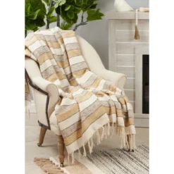 Saro Lifestyle Saro Lifestyle Striped Throw, 50x60 Inches, Multicolored -Saro Lifestyle GUEST e95d99c9 4a48 413f 99fd 16cd71f67e6d