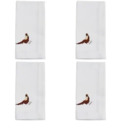 Saro Lifestyle Embroidered Table Napkins With Pheasant Design (Set Of 4)