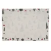 Saro Lifestyle Saro Lifestyle Christmas Tree & Snowflakes Design Holiday Table Mats (Set Of 4), Ivory, 14"x20"