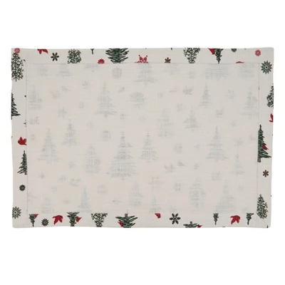 Saro Lifestyle Saro Lifestyle Christmas Tree & Snowflakes Design Holiday Table Mats (Set Of 4), Ivory, 14"x20" 1 Saro Lifestyle Saro Lifestyle Christmas Tree & Snowflakes Design Holiday Table Mats (Set Of 4), Ivory, 14"x20"