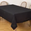 70"x180" Tablecloth With Hemstitch Border Design Black - Saro Lifestyle: 180" Rectangular Tablecloth, Solid Pattern