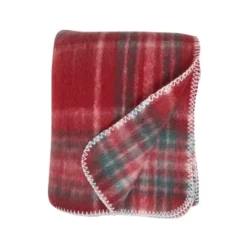 Saro Lifestyle Faux Mohair Plaid Throw, 50"x60", Red