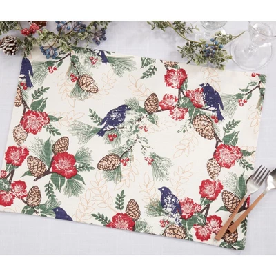 Saro Lifestyle Table Mats With Pinecones And Birds Design (Set Of 4) 3 Saro Lifestyle Table Mats With Pinecones And Birds Design (Set Of 4) - Image 3