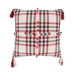 Saro Lifestyle Tasseled Plaid Outdoor Poly Filled Throw Pillow -Saro Lifestyle GUEST ef08aa7e f764 48ad 99e3 fbbd9661084b