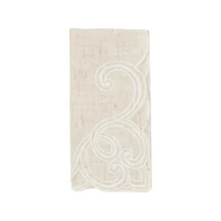 Saro Lifestyle Embroidered Flourish Scallop Design Casual Linen Blend Napkin - Set Of 4, 20", Beige -Saro Lifestyle GUEST f0db16e0 12ea 41ac 8d24 6e02ee1dd1d4