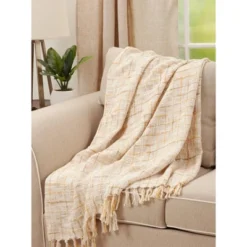 Saro Lifestyle Cross Hatch Weave Throw, 50x60 Inches, Beige -Saro Lifestyle GUEST f162f5c3 fc5d 4bbb 9b04 4fbcb21ff44b
