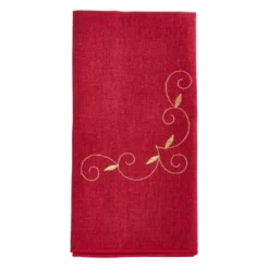 Saro Lifestyle Decorative Embroidered Holiday Napkin, 20" Square, Burgundy (Set Of 4) -Saro Lifestyle GUEST f1dc5a06 78c5 4297 94ea 5f0959a49cc6