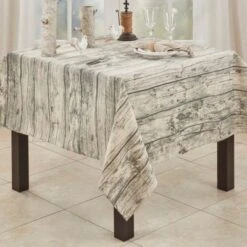 Saro Lifestyle Printed Wood Tablecloth, 60", Beige -Saro Lifestyle GUEST f2998dff 9d73 4473 91c8 3b0df6bf2caa