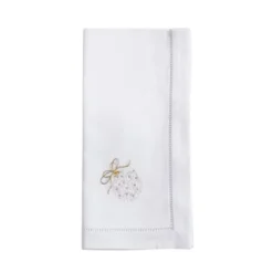 Saro Lifestyle Handmade Merry And Bright Ornament Embroidery Napkin With Hemstitched Border (Set Of 6), 20"x20", White -Saro Lifestyle GUEST f4a0263c 8fe6 4d78 86b5 751664136e3f