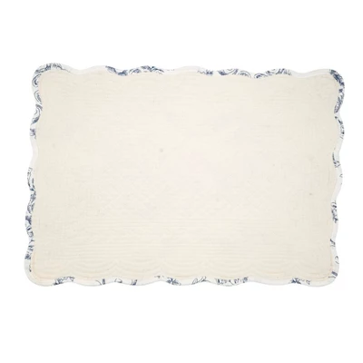 Saro Lifestyle Quilted Toile Floral Placemat (Set Of 4), 14"x20", Indigo 1 Saro Lifestyle Quilted Toile Floral Placemat (Set Of 4), 14"x20", Indigo