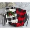 Saro Lifestyle Buffalo Plaid And Fringe Cotton Table Napkins (Set Of 4)