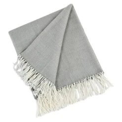 50"X60" Herringbone Tassel Fringe Throw Blanket - Saro Lifestyle -Saro Lifestyle GUEST f8ca7e17 df96 4b53 94d6 f910af8eb049