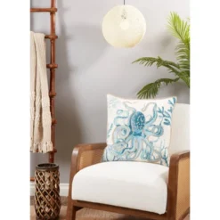 20"x20" Oversize Octopus Design Square Throw Pillow Cover Aqua Blue - Saro Lifestyle 5 20"x20" Oversize Octopus Design Square Throw Pillow Cover Aqua Blue - Saro Lifestyle -Saro Lifestyle GUEST f96e8b7f 6570 424d ac44 0b8639ca6734
