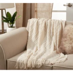50"x60" Solid With Knitted Design Throw Blanket - Saro Lifestyle -Saro Lifestyle GUEST f9bdaa03 7cca 41f5 85c7 d72c1ec1d42f