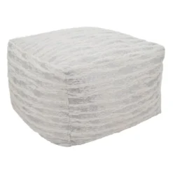 Saro Lifestyle Floor Pouf With Foil Print Faux Fur Design -Saro Lifestyle GUEST f9bf3478 10d6 46ff 9ae7 a87e0033d30c