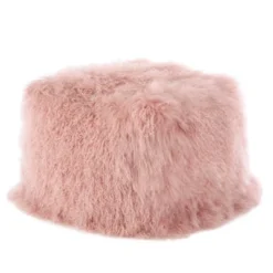 Saro Lifestyle Real Mongolian 100% Wool Lamb Fur Pouf Ottoman Square -Saro Lifestyle GUEST faf7c3ef 6341 4462 9d53 64d34425dd9d