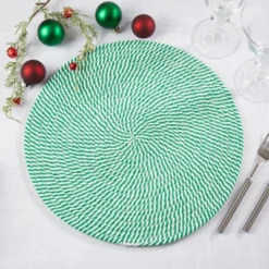 Saro Lifestyle Stripes Of Mint Placemat (Set Of 4) -Saro Lifestyle GUEST fb552cf5 2618 40c9 8366 0173bfd30324