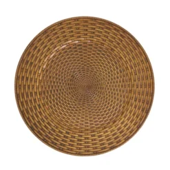 Saro Lifestyle Natural Look Faux Rattan Charger Plate (Set Of 4), 13"x13", Brown -Saro Lifestyle GUEST fc853602 c6b6 4bc9 9eb0 e296ff109b5b