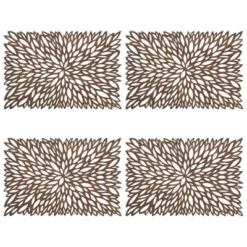 4pk Wood Laser Cut Placemats - Saro Lifestyle: Geometric Abstract Design For Dining & Kitchen Tables, Oblong, Brown -Saro Lifestyle GUEST fcbc5094 e1fd 4f1c a474 29ed4f6dd5aa