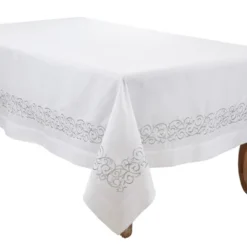 Saro Lifestyle Scroll Tablecloth With Embroidered Design -Saro Lifestyle GUEST fd345d6a 2e9c 41a6 995d d9d2869ae17d