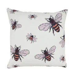 Saro Lifestyle Adorable Bumble Bee Outdoor Pillow With Poly Fill, 18"x18", Off-White -Saro Lifestyle GUEST ff03de51 764d 4e38 92f1 76031b30c8f3