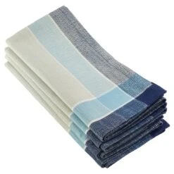 4pk Aqua Palmaria Plaid Design Napkin 20" - Saro Lifestyle: Elegant Cotton Dinner Accessories, Hand Wash Only -Saro Lifestyle GUEST ff9d6dfd 103f 44fe 9f42 086aa92fb15c